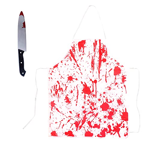 Lircentoud Delantal Halloween,Cuchillo de Plástico de Halloween,Zombie Costume Halloween,Disfraz de Halloween Carnaval,Decoración Halloween Terror (Estilo 1)