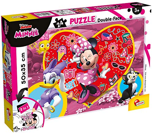 Lisciani Puzzle para niños de 24 piezas 2 en 1, Doble Cara con reverso para colorear - Disney Minnie 73979