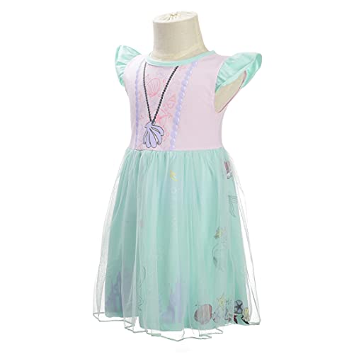 Lito Angels Disfraz de Sirenita Princesa Ariel para Niñas Pequeña, Sirena Vestido de Tul Falda Tutu, Talla 4-5 años, Verde 266