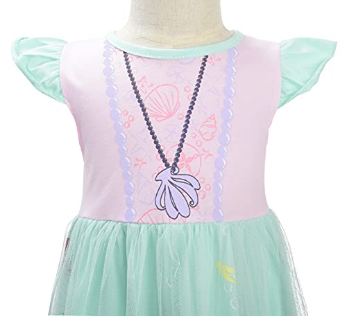 Lito Angels Disfraz de Sirenita Princesa Ariel para Niñas Pequeña, Sirena Vestido de Tul Falda Tutu, Talla 4-5 años, Verde 266