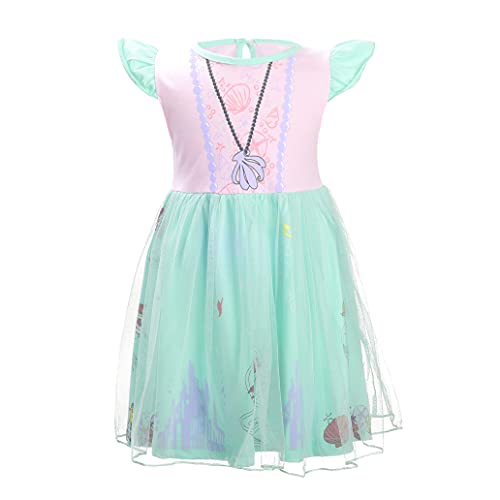 Lito Angels Disfraz de Sirenita Princesa Ariel para Niñas Pequeña, Sirena Vestido de Tul Falda Tutu, Talla 4-5 años, Verde 266