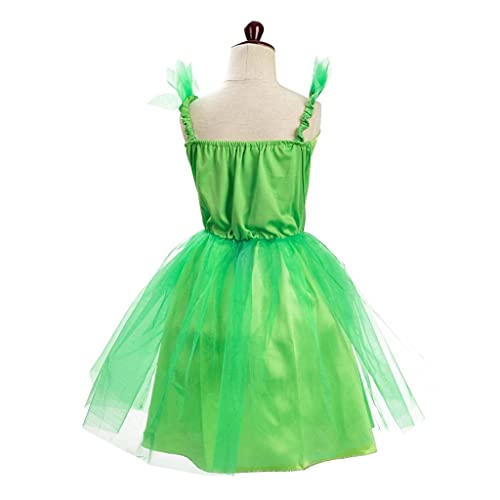 Lito Angels Disfraz de Tinkerbell Vestido de Campanilla Hada Verde con Diadema con Corona de Flores para Niñas, Talla 8-10 años, XL