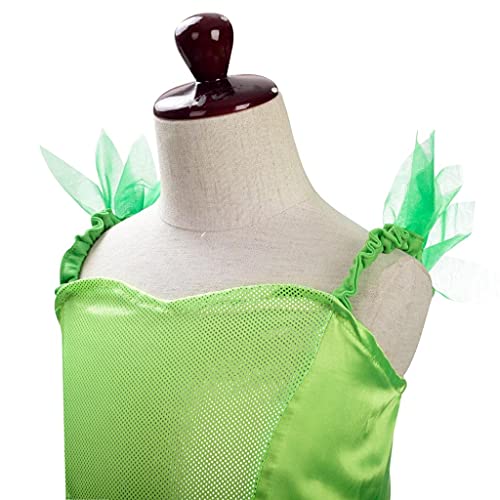 Lito Angels Disfraz de Tinkerbell Vestido de Campanilla Hada Verde con Diadema con Corona de Flores para Niñas, Talla 8-10 años, XL