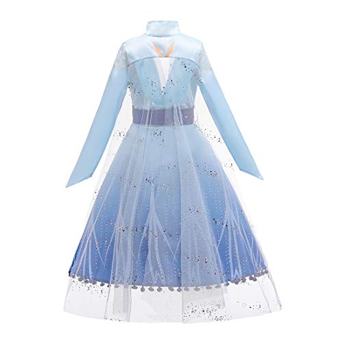 Lito Angels Disfraz Princesa Elsa Vestido de Viaje Reino del Hielo 2 para Niñas, Chaqueta con Capa, Talla 3-4 años, Azul Claro