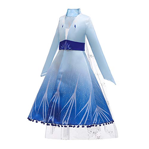 Lito Angels Disfraz Princesa Elsa Vestido de Viaje Reino del Hielo 2 para Niñas, Chaqueta con Capa, Talla 3-4 años, Azul Claro