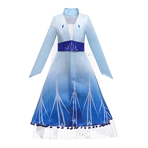 Lito Angels Disfraz Princesa Elsa Vestido de Viaje Reino del Hielo 2 para Niñas, Chaqueta con Capa, Talla 3-4 años, Azul Claro