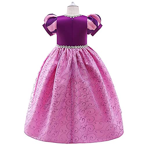 Lito Angels Disfraz Vestido de Princesa Rapunzel para Niña Pequeñas, Talla 4 a 5 años, Morada, Manga Corta