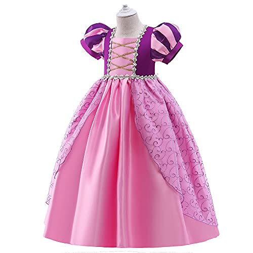 Lito Angels Disfraz Vestido de Princesa Rapunzel para Niña Pequeñas, Talla 4 a 5 años, Morada, Manga Corta