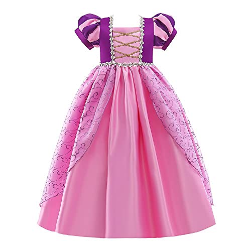 Lito Angels Disfraz Vestido de Princesa Rapunzel para Niña Pequeñas, Talla 4 a 5 años, Morada, Manga Corta