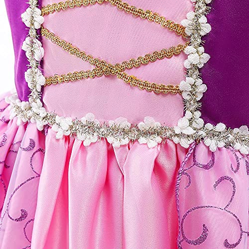 Lito Angels Disfraz Vestido de Princesa Rapunzel para Niña Pequeñas, Talla 4 a 5 años, Morada, Manga Corta