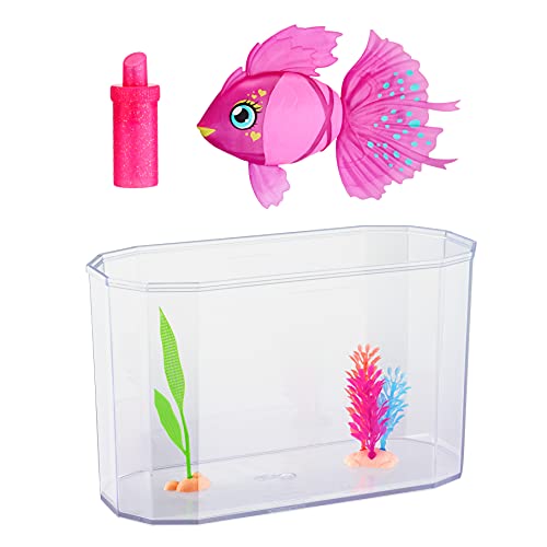 Little Live Pets Lil'Dippers S3 Tanque - Splasherina - Pez y Tanque de Juguete Interactivo - Mágicamente Cobra Vida en el Agua, se alimenta y Nada como un pez Real