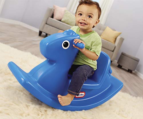 Little Tikes Caballo Balancín - Juego Activo con Asas de Fácil Agarre y Asiento Estable para Mayor Seguridad, Fabricación Duradera, para Interiores y Exteriores, Azul, Edad 18+ Meses