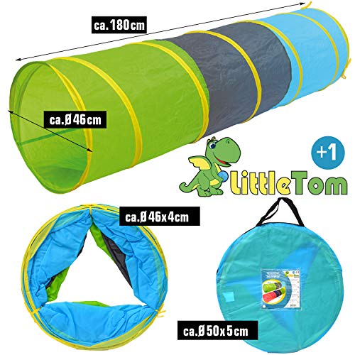 LittleTom Túnel de Juguete 180x46cm para niños pequeños de Lona Multicolor