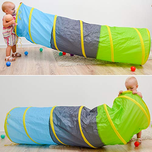 LittleTom Túnel de Juguete 180x46cm para niños pequeños de Lona Multicolor