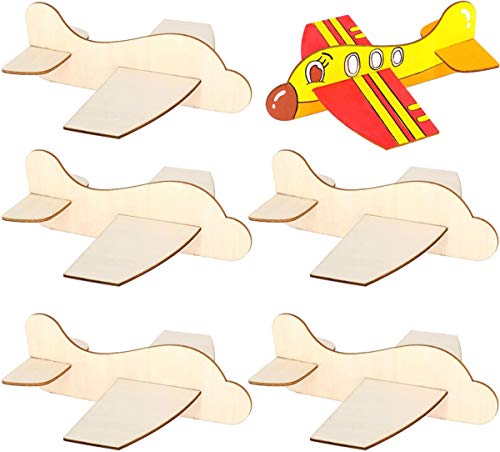 Liuer 6PCS Aviones planeadores Glider Avion Juguete de Madera para Pintar DIY Manualidad Decoración Pintura de Arte y Artesanía de Bricolaje