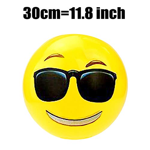 Liuer 6PCS Pelotas de Playa Hinchable Piscina Juguete de Playa Emoji Patrón para Regalo de Cumpleaños Playa Fiesta en la Piscina(Aleatorio,30cm)