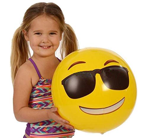 Liuer 6PCS Pelotas de Playa Hinchable Piscina Juguete de Playa Emoji Patrón para Regalo de Cumpleaños Playa Fiesta en la Piscina(Aleatorio,30cm)