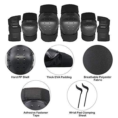 Lixada Conjunto de Equipo de Protección 7 en 1 Coderas para Rodillas Muñequeras Casco Multi Sports Almohadillas de Protección de Seguridad para Niños Adolescentes Patinaje Ciclismo (Azul, M)