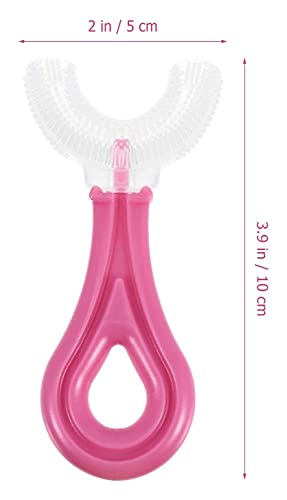 LIXBD Cepillo de dientes en forma de U para niños, herramienta de limpieza de dientes de silicona suave para limpiar los dientes de los niños, regalos de los niños, azul (color: rosa)