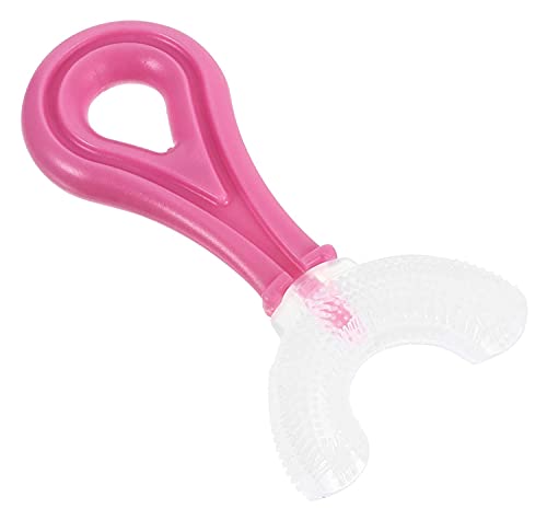 LIXBD Cepillo de dientes en forma de U para niños, herramienta de limpieza de dientes de silicona suave para limpiar los dientes de los niños, regalos de los niños, azul (color: rosa)