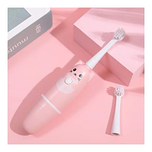 LIXBD Cepillos de dientes eléctricos lindos gatos cepillos de dientes USB recargable cepillo de limpieza dental oral cepillo dental para niños hogar viaje rosa (color: rosa)