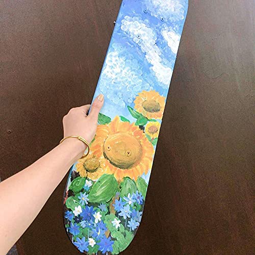 LIXINGX Monopatín en blanco DIY pintado a mano para niños de cuatro ruedas, arce de doble cara, decoración de graffiti, jardín de infantes, pintura artística, regalo (43 cm x 13 cm)