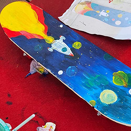 LIXINGX Monopatín en blanco DIY pintado a mano para niños de cuatro ruedas, arce de doble cara, decoración de graffiti, jardín de infantes, pintura artística, regalo (43 cm x 13 cm)