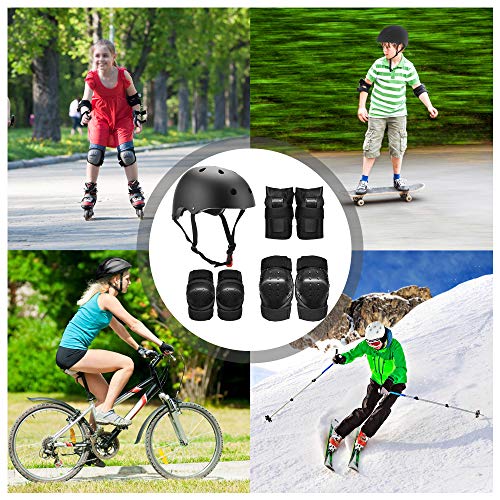 Lixxada Conjunto de Equipo de Protección 7 en 1 Coderas para Rodillas Muñequeras Casco Multi Sports Almohadillas de Protección de Seguridad para Niños Adolescentes Patinaje Ciclismo