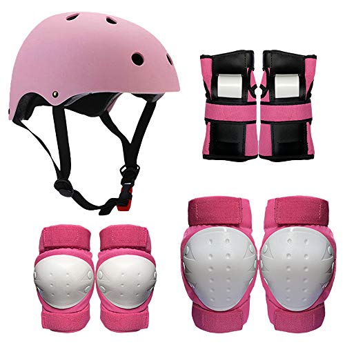 Lixxada Conjunto de Equipo de Protección 7 en 1 Coderas para Rodillas Muñequeras Casco Multi Sports Almohadillas de Protección de Seguridad para Niños Adolescentes Patinaje Ciclismo