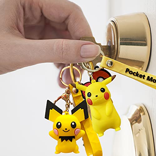 Llavero Pikachu de 2 piezas con figura de acción, llavero con forma de dibujos animados, colgante para niños, juguete de regalo para niños