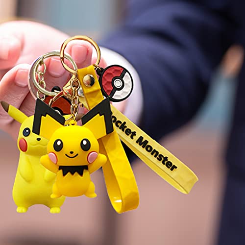 Llavero Pikachu de 2 piezas con figura de acción, llavero con forma de dibujos animados, colgante para niños, juguete de regalo para niños