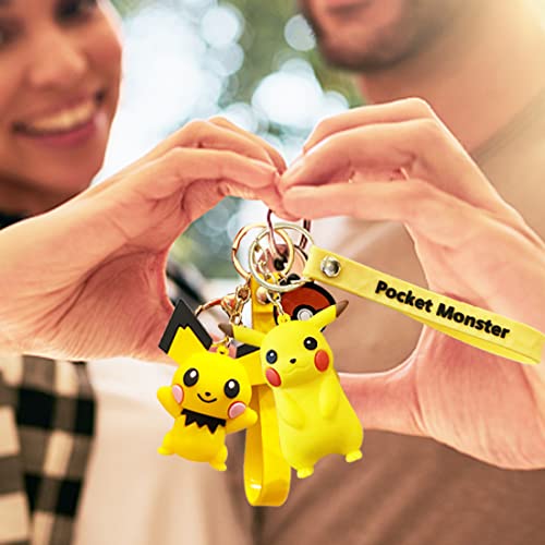 Llavero Pikachu de 2 piezas con figura de acción, llavero con forma de dibujos animados, colgante para niños, juguete de regalo para niños