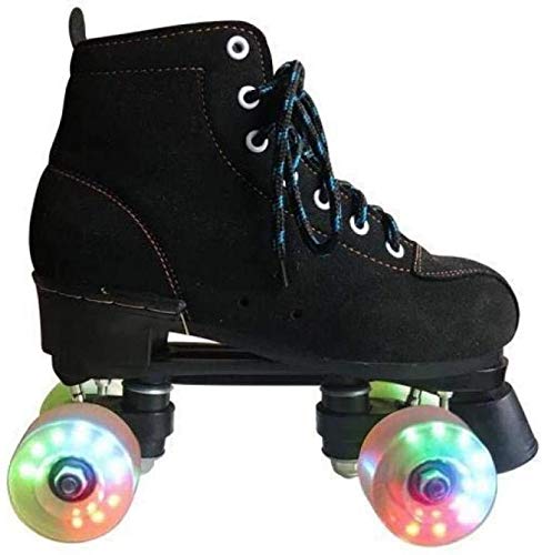 Lloow Patines Doble Fila Skates Roller Skates Ajustable Cuatro Ruedas para al Aire Libre, Tamaño 4.5/5.5/6.5/7 / 7,5/8 / 8.5/9.5/10.5,Black Flash Wheel,39