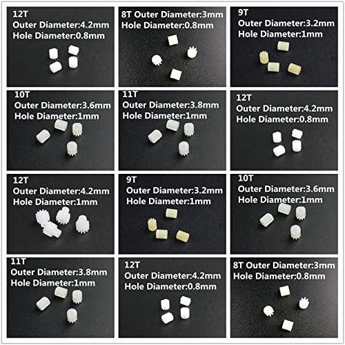 LMIAOM Dientes 12T 4pcs pequeño motor Engranajes 6T 7T 10T 11T 9T 8T for 0. 8MM 1 mm del eje R/C helicóptero mini Quadcopter accesorios Piezas de recambio Piezas de montaje de accesorios de bricolaj