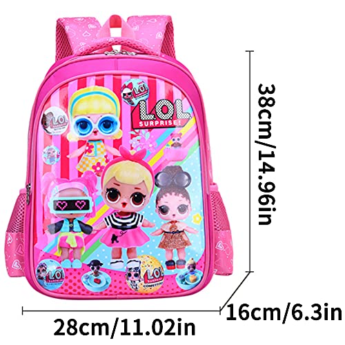 LOL Surprise Mochila Escolar,LOL Surprise Cartoon Patrón Escolar de Mochila, Mochila Ligera para Niños para Estudiantes de Primaria Infantil para Colegio Viajes