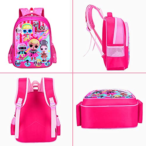 LOL Surprise Mochila Escolar,LOL Surprise Cartoon Patrón Escolar de Mochila, Mochila Ligera para Niños para Estudiantes de Primaria Infantil para Colegio Viajes