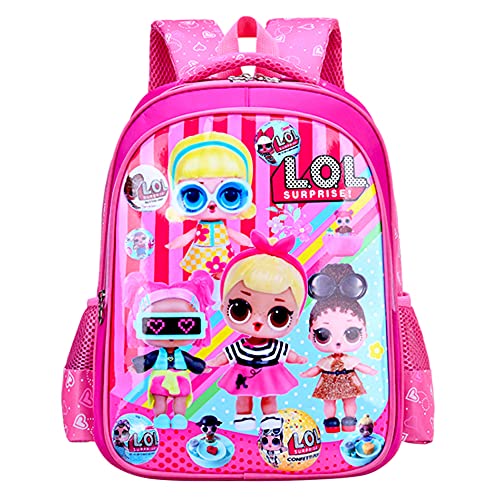 LOL Surprise Mochila Escolar,LOL Surprise Cartoon Patrón Escolar de Mochila, Mochila Ligera para Niños para Estudiantes de Primaria Infantil para Colegio Viajes