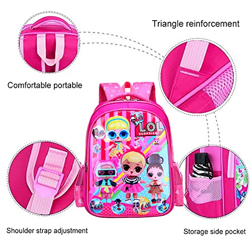 LOL Surprise Mochila Escolar,LOL Surprise Cartoon Patrón Escolar de Mochila, Mochila Ligera para Niños para Estudiantes de Primaria Infantil para Colegio Viajes