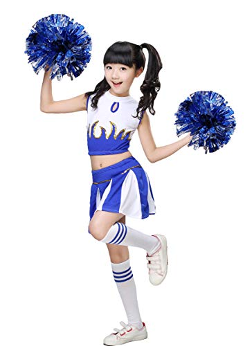 LOLANTA Disfraz de Cheerleader Animadora para Niñas Colegiala Animadora Uniforme Disfraz de Campeona de Animadora(azul, 11-12 años，tamaño de la etiqueta 160)