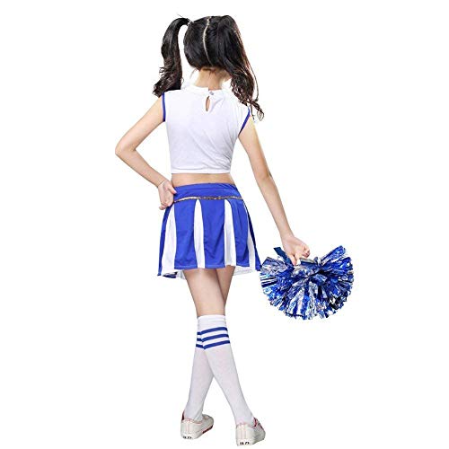 LOLANTA Disfraz de Cheerleader Animadora para Niñas Colegiala Animadora Uniforme Disfraz de Campeona de Animadora(azul, 11-12 años，tamaño de la etiqueta 160)