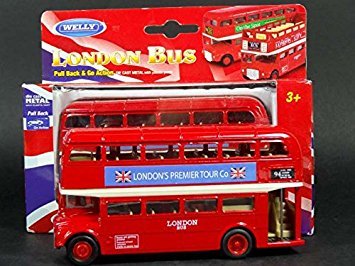 London Double Decker Modelo de Red Bus (Pull & Go Back Acción) Hecho de Die Cast M. ..