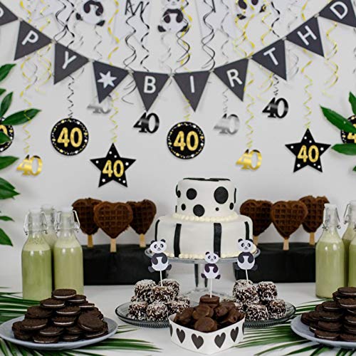 LOPOTIN 12pcs Remolinos Decorativos 40 Años, Adornos de Espirales, Techo Adornos de Espirales, Decoración Colgante Espiral para Fiestas Cumpleaños Aniversario 40 Años Tienda Empresa Cumpleaños