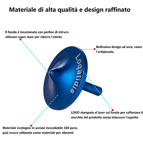 Loqatidis peonza giratoria de Acero Inoxidable de Grado alimenticio, Caja de Embalaje de PC translúcida Anti-caída, Juguetes EDC de giroscopio de Escritorio de precisión (M, Azul)