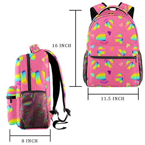 LORVIES - Mochila de hombro con diseño de unicornio arcoíris y caca