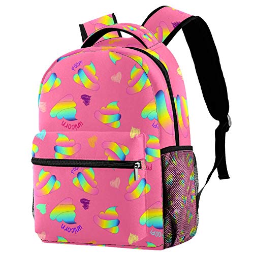 LORVIES - Mochila de hombro con diseño de unicornio arcoíris y caca