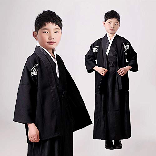 Los Trajes De Los Niños Traje De Cosplay Japonesa Niños Kimono Yukata Tradicional Samurai del Traje De Halloween Ropa Niños Rendimiento Zzzb (Color : Black, Size : M)