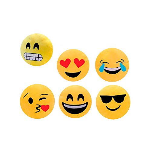 Lote de 6 Cojínes Emoticonos - Cojines Emoticonos Emoji Comprar Baratos Online - Regalos y Detalles para Cumpleaños, Recuerdos Comuniones