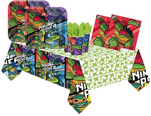 Lote de Cubiertos Infantiles"Tortugas Ninja" (32 Vasos,32 Platos(23cm),40 Servilletas y 2 Manteles) .Vajillas. Juguetes y Regalos de Cumpleaños, Bodas, Bautizos y Comuniones.