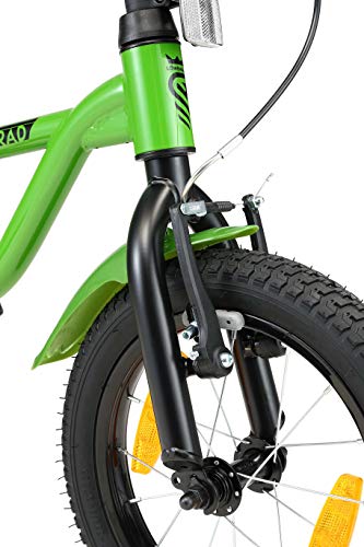 LÖWENRAD Bicicleta Infantil para niños y niñas a Partir de 3-4 años | Bici 14" Pulgadas con Frenos | Verde