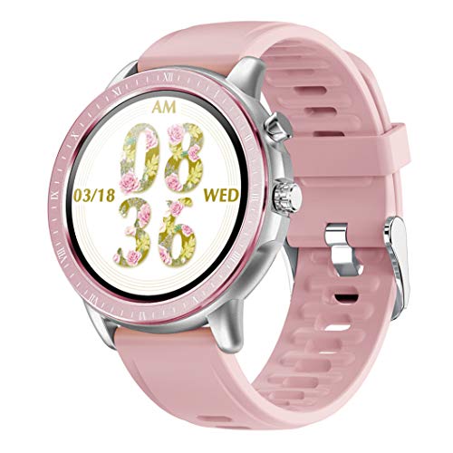 LTLJX Hombre Deportivo Reloj Fitness, Mujer HR Pulsera Actividad Inteligente Impermeable IP67 Pulsómetro Monitor de Sueño Podómetro Cronómetros para iOS Android,Rosado